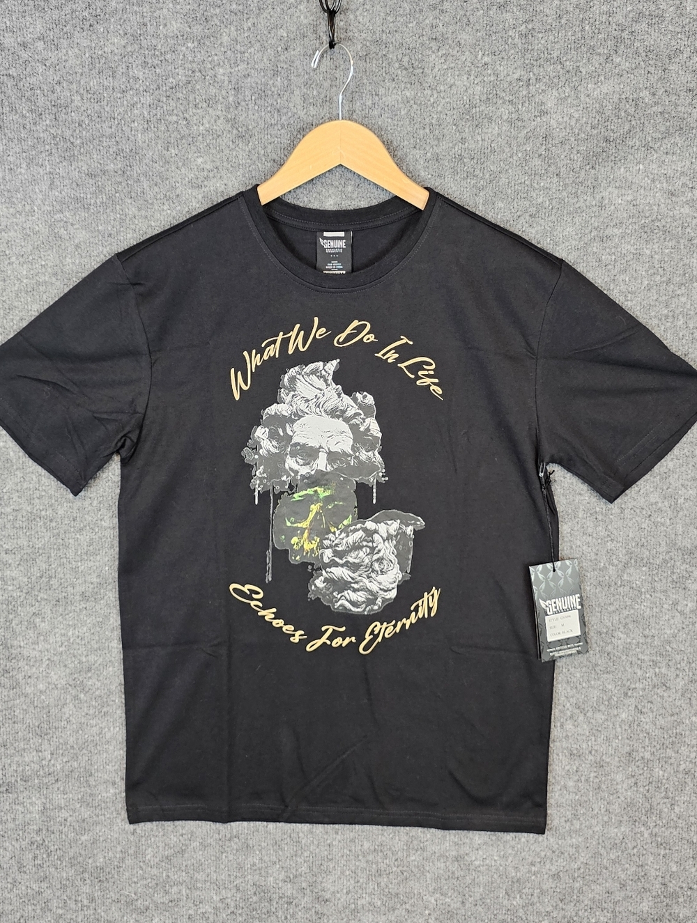Genuine Brand "What We Do In Life Echoes For Eternity" Graphic Tee - Black